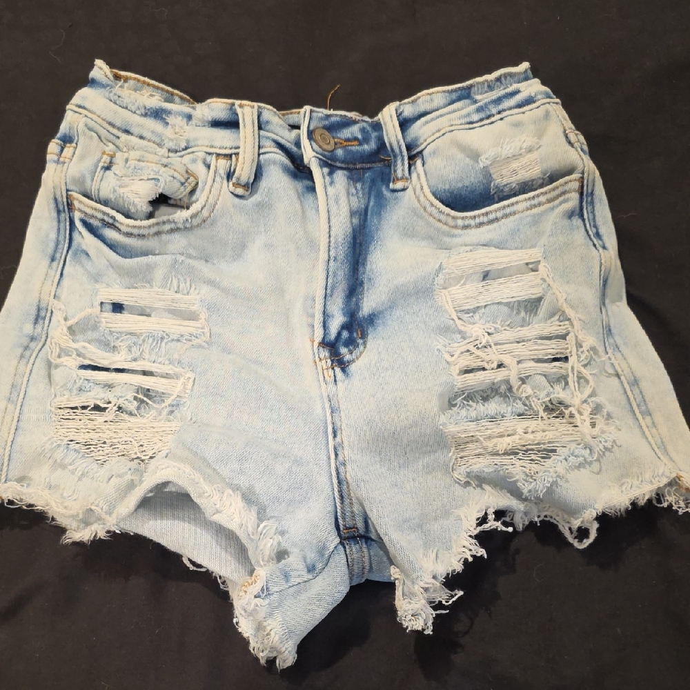 Flying Monkey Light Blue Distressed Jean Shorts